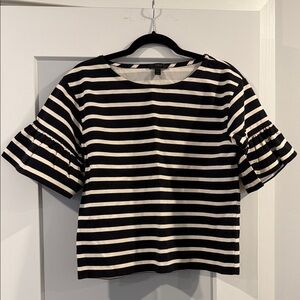 J. Crew Navy and White Striped Short Sleeve Top